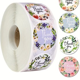 Resim 500 Adet Şık Çiçekli "Teşekkürler" Etiketleri - Kendinden Yapışkanlı, Parlak Yuvarlak Etiketler Renkli Çiçek Tasarımlarıyla Düğün Davetiyeleri, Scrapbooking & Paket Mühürleme, Etkinlik Hediyeleri için|Çeşitli Tasarımlar|Tek Kullanımlık Etiketler, Çiçek Etiketleri 