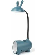 Resim Küçük Tavşan Usb Şarj Edilebilir Öğrenci Öğrenme Masası Lambası Kalemlikli Mavi 