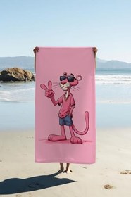 Resim Dijital Baskı Plaj Deniz Havlusu Pembe Panter Desenli Peştamal HVL0138 