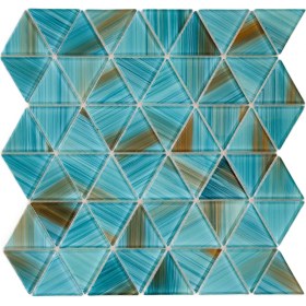 Resim MozaiKristaL Mutfak Tezgah Arası, Havuz, Sauna, Spa ve Yaşam Alanlarının Tüm Yüzeyleri Için Üçgen Açık Turkuaz Kristal Cam Mozaik. Cam Ebatı: 48 Mm. File Ölçüsü: 30X30CM. (1 Kutu=11 File=1m2 Fiyatıdır ) 