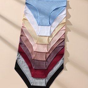 Resim 9'lu Paket Kadın Düşük Bel Kabartmalı Külot - Yumuşak Esnek Nefes Alabilen İç Çamaşırlar, Düz Renk Seçeneği (Siyah/Kırmızı/Lacivert/Beyaz/Açık Mavi/Pembe/Kahverengi) - Günlük Konfor için Şık Koleksiyon, Rahat İç Giyim, Zarif Tasarım, Esnek Kumaş, Hafif İç Çamaşırları, Stil Sahibi İç Çamaşırlar, Pantolon Paketi, Konfor Arayanlar 