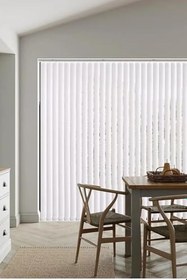 Resim Beyaz Blackout Dikey Perde Döndürülebilen Tam Açık Ya Da Tam Kapalı Kumaş Dikey 