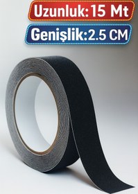 Resim Badem10 Merdiven Zemin Kaydırmaz Bant Yapışkanlı Yer Kaymaz Bant Bandı Siyah 2.5 Cm X 15 Metre 