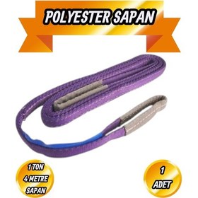 Resim Polyester Sapan Mor Renk 1 Ton 4 Metre Sağlam Yük Kaldırma Taşıma İndirme Halat Spanzet 
