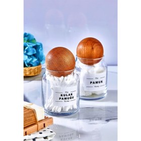 Resim Fbz Home Cam Dekoratif Top Kapaklı Kulak Pamuğu ve Pamuk Kavanozu 300 ml 