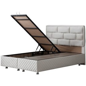 Resim Setaymobilya Diego Çift Kişilik Baza Krem + Başlık, Mdf - Setay 