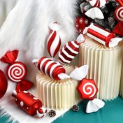 Resim Noel Süsü 32cm Kırmızı ve Beyaz Renkli Şeker Kolye 