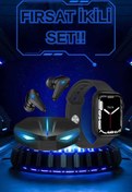 Resim Toptan Bulurum Yeni Nesil Akıllı Saat ve Kablosuz Kulaklık Kampanyası İkili Set Bluetooth Bağlantılı 
