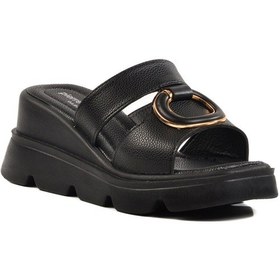 Resim Siyah Yüksek Taban Kadın Terlik Pc-7534 Z Siyah 