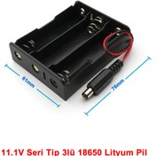 Resim Genel Markalar 18650 Pil Yuvası 3lü 2.1mm Adaptör Soketli 3 Adet 11.1v Seri Lityum Lion Batarya Kutusu Tutucu 