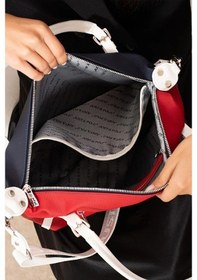 Resim Just Polo Kadın Büyük Valiz Boy Ayarlanabilir Askılı Lüks El & Omuz Çantası Shoulder Bag Kırmızı Lacivert 