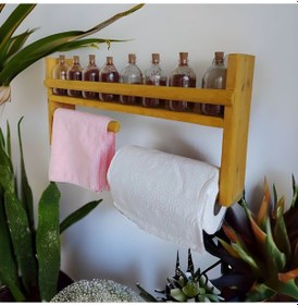 Resim Ahşap Baharatlık Kağıt Havluluk Bardaklık Mutfak Organizer F7 Ahşap 