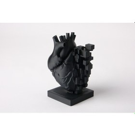 Resim Piksel Kalp Heykeli Mat Siyah Anatomik Sanat Dekoratif Biblo 