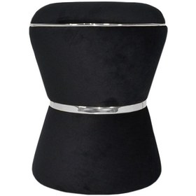 Resim Fine Black-silver Puf Siyah 