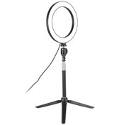 Resim Geeroyoo 8 İnç Halka Işık Ayarlanabilir Tripod - 3 Işık Modu, 10 Parlaklık Canlı Yayın & Öz Çekim 