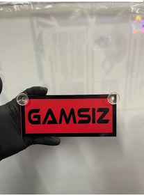 Resim Kırmızı Renk Üzeri Siyah Renk Gamsız Yazılı Vantuzlu Cam Süsü 