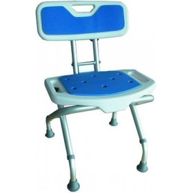 Resim Medikaltec Fransız Malı Banyo Duş Tabure Mavi Sırtlıklı Katlanır 528015 Herdegen 