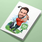 Resim Golf Oynayan Erkek Karikatürlü Tebrik Kartı 