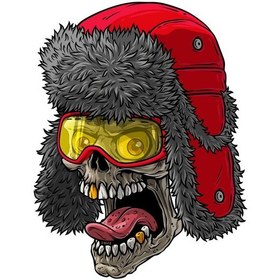 Resim Kuru Kafa Kurukafa Ski Kayak Kar Şapkası Çıkartma Sticker 01023 