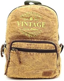 Resim Old Cotton Cargo 5055 Rabel Pamuk Kumaş Salaş Vintage Sırt Okul Seyahat 15 inç Laptop Tablet Çantası (Açık Kahverengi) 
