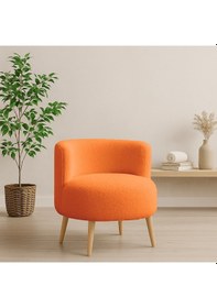 Resim Sydney Berjer - Welsoft Kumaş Modern Tekli Koltuk - Turuncu Vizon 