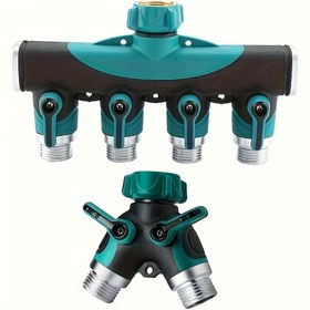 Resim 1 adet 3/4" 4 Yollu 2 Yollu Hortum Bağlantı Parçacığı Diverter Valfi Bahçe Su Parçacığı Musluk Adaptörü Hortum Kapatma Valfi Ev Bahçesi için 