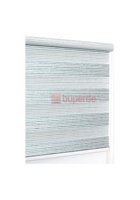 Resim Buperde Turkuaz Beyaz Renkli Pilise Pliseli Zebra Stor Perde 