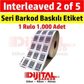 Resim Interleaved 2 Of 5 Barkod Baskılı Seri Numaralı Etiket /1000Ad. 