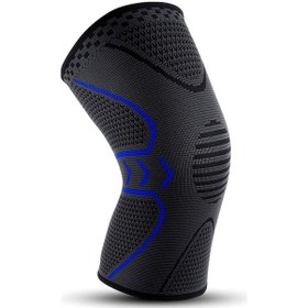 Resim Xl Siyah-mavi Tekli Spor Dizlik, Silikonlu Yastık Ve Yaylı Destek, Koşu-sürek-cycling İçin Nemlendirici Ve Nem Tutan Fiber Diz Koruyucu Mavi Mavi 