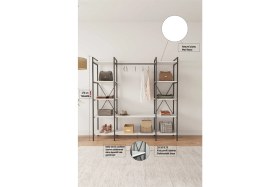 Resim Mobitopya Nilamu Elbise Dolabı / Metal Aksamlı / Beyaz/ Açık Dolap / Organizer / Askılık 