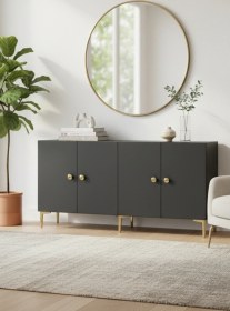 Resim Ka1517ag Sımple150 Konsol, Kahve Köşesi, Tv Sehpası Antrasit-gold 150cm Antrasit 