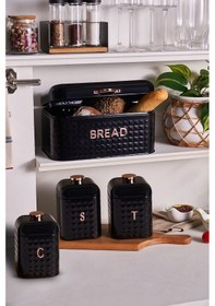 Resim Karaca Elmas Ekmek Kutusu Saklama Kabı Hediyeli Xl Siyah 