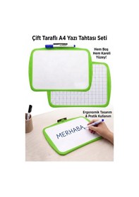 Resim Çift Taraflı Yazı Tahtası 1 Adet Keyroad 20x30cm Plastik Kolay Silinebilir Beyaz Yazı Tahtası Etkinlik Ders Çalışma Yeşil 