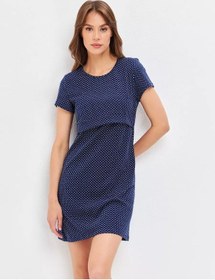 Resim I Am Mama Emzirme İçin Gizli Yırtmaçlı Elbise 51887855 Mavi 