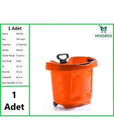 Resim Tekerlekli Plastik Market Alışveriş El Sepeti 40 Litre Turuncu 1 Adet 