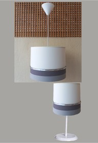 Resim ONAY M BEYAZ GRİ KUMAŞ KAPLAMA 2.Lİ SET YATAK ODASI GENÇ VE ÇOCUK ODASI AVİZE VE ABAJUR SETİ 