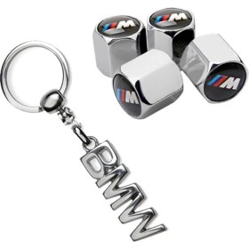 Resim Gardenauto Bmw 3m Logolu Krom Renk Sibop Kapağı 4 Adet ve Krom Anahtarlık 