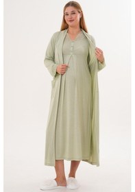Resim Mecit Pijama Mecit 6331 Yeşil Sabahlıklı Lohusa Gecelik Takım 