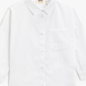 Resim Kız Çocuk Oversize Gömlek Tek Cepli Uzun Kollu Pamuklu 