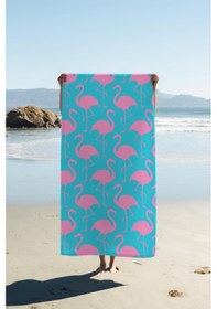 Resim Dijital Baskı Plaj Deniz Havlusu Flamingo Desenli Peştamal Hvl0206 Renkli 