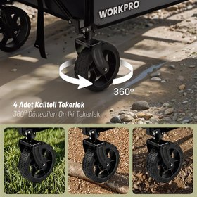 Resim WORKPRO WP285015 80Kg 4 Tekerli Katlanabilir Ağır Hizmet Taşıma Arabası 