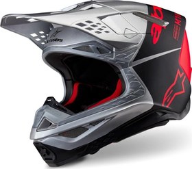 Resim Alpinestars Supertech M10 Flood Off-Road Kaskı Gri Kırmızı Siyah 