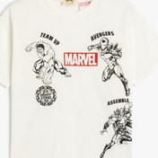 Resim Erkek Çocuk Lisanslı Marvel Baskılı Oversize Tişört Kısa Kollu Bisiklet Yaka Pamuklu 