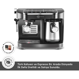 Resim Karaca Hatır Perfetto Dijital ve Dokunmatik Ekranlı Espresso ve Türk Kahve Makinesi 