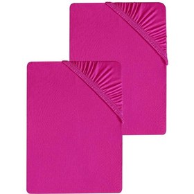 Resim 2 Adet Düz Pamuklu Tek Kişilik 80 X 200 X 30 Cm Lastikli Penye Çarşaf Fuşya 