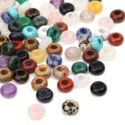 Resim 5 Adet 10mm Abaküs Şekilli Taş Boncuk - 5mm Geniş Delikli, Çok Renkli Mermer Desenli ve Benekli DIY Takı Malzemesi, Kolye, Bilezik, Küpe, Giysi Süsleme, El Yapımı Aksesuarlar için Parlatılmış Yüzeyli Boncuklar, Tatil Hediyesi 