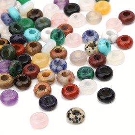 Resim 5 Adet 10mm Abaküs Şekilli Taş Boncuk - 5mm Geniş Delikli, Çok Renkli Mermer Desenli ve Benekli DIY Takı Malzemesi, Kolye, Bilezik, Küpe, Giysi Süsleme, El Yapımı Aksesuarlar için Parlatılmış Yüzeyli Boncuklar, Tatil Hediyesi 