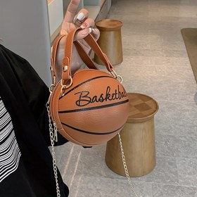 Resim 4 renk seçeneği----Şık yuvarlak top çantası, yeni trend zincirli basketbol çantası, tek omuz el çantası 