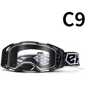 Resim Tangshopping Motosiklet Arazi Gözlüğü Gözlük Bisiklet Gözlüğü C9 Siyah Beyaz Çerçeve Siyah Beyaz Şeffaf Filmli 