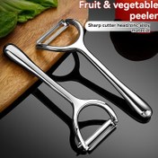 Resim 1 adet Paslanmaz Çelik Çift Bıçaklı Meyve ve Sebze Soyucu - El Tutma Metal Soyucu Bıçağı, Patates, Havuç, Salatalık, Elma, Papaya için - Keskin Çinko Alaşım Bıçağı, Güç Gerekli Değil 